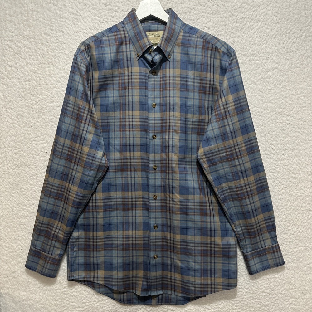 Cabela's Men's Long Sleeve Button Down Shirt Size Large Plaid Multicolors